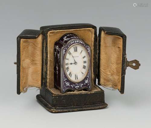 ZENITH carriage clock. Late 19th century. In enamelled silve...