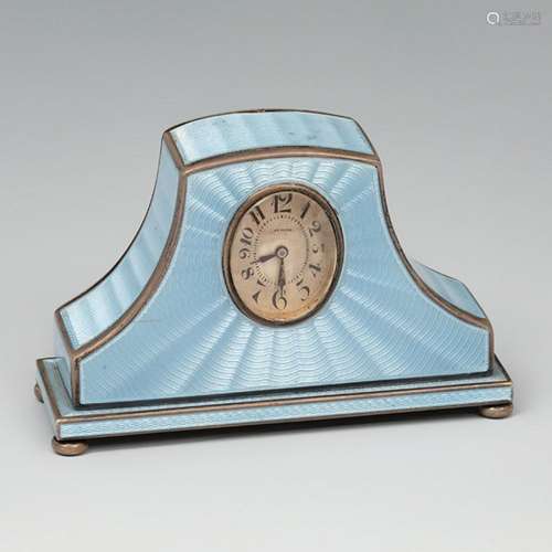 ZENITH travel clock. Ca. 1900. Partially gilt silver and blu...