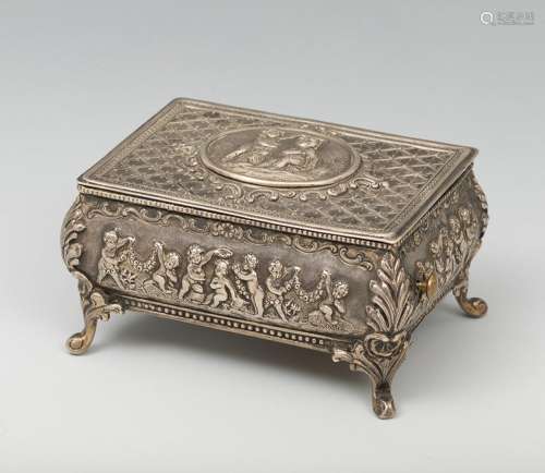 Music box with automaton; late 19th century.Silver and bronz...