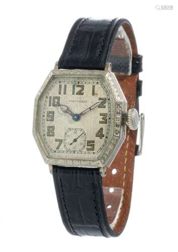 WALTHAM watch, men`s bracelet watch in steel. Octagonal case...