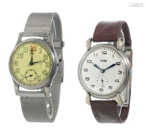 Set of two unisex wristwatches. S. XX. One ROAMER brand. Yel...