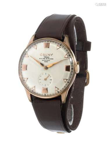 CAUNY Prima de luxe wristwatch. White dial, geometric figure...