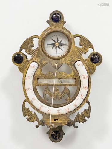 Maritime compass; 19th century.Mother-of-pearl, enamel and g...
