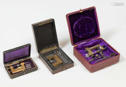 Set of three utensils; 19th century.Original cases preserved...