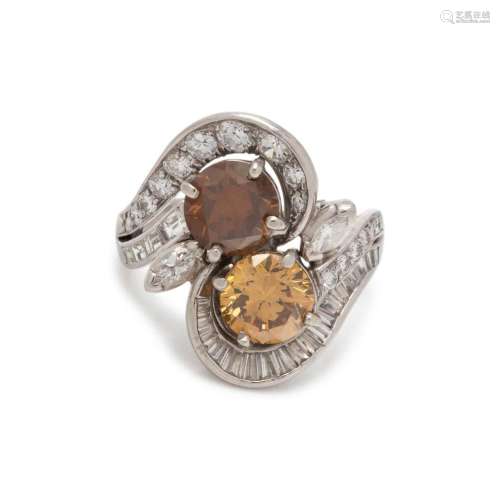 FANCY DEEP BROWNISH ORANGY YELLOW, COLORED DIAMOND AND DIAMO...