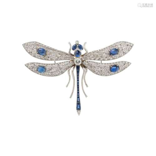 EVELYN CLOTHIER, DIAMOND AND SAPPHIRE DRAGONFLY BROOCH
