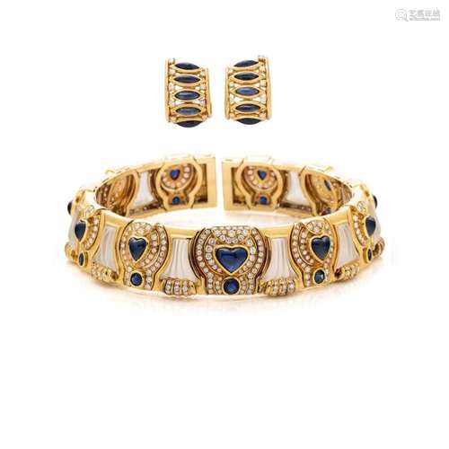 SABBADINI, COLLECTION OF YELLOW GOLD, SAPPHIRE AND DIAMOND J...