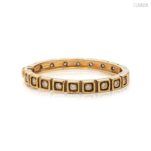 KATY BRISCOE, YELLOW GOLD AND DIAMOND BANGLE BRACELET