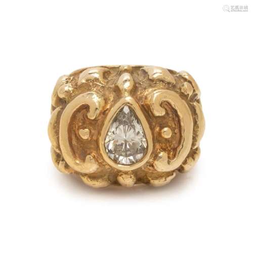 KATY BRISCOE, YELLOW GOLD AND DIAMOND RING