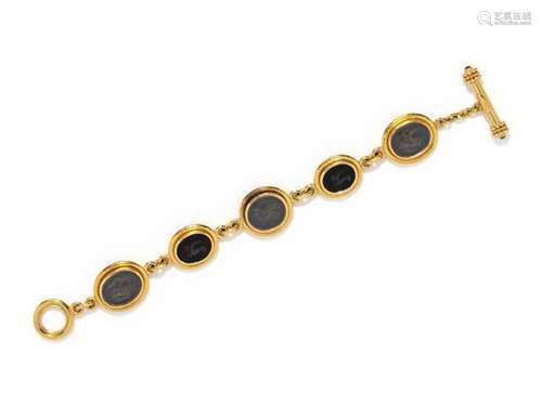 ELIZABETH LOCKE, YELLOW GOLD AND INTAGLIO BRACELET