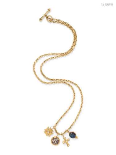 ELIZABETH LOCKE, YELLOW GOLD NECKLACE AND CHARMS
