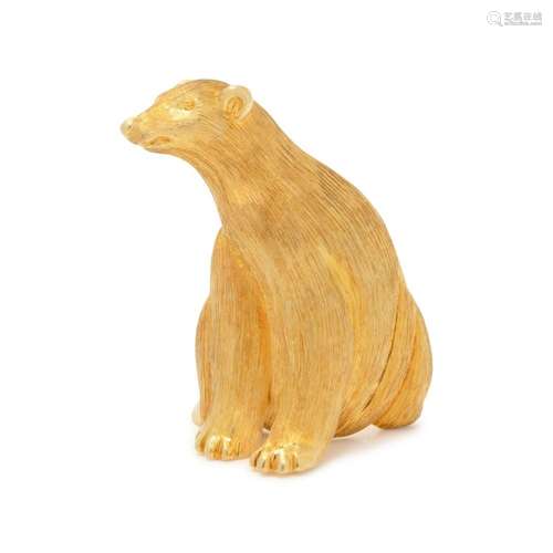 HENRY DUNAY, YELLOW GOLD BEAR BROOCH