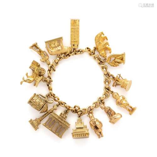 YELLOW GOLD CHARM BRACELET 