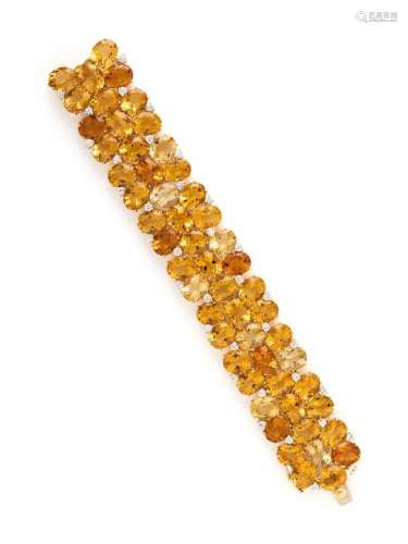 CITRINE AND COLORLESS SAPPHIRE BRACELET