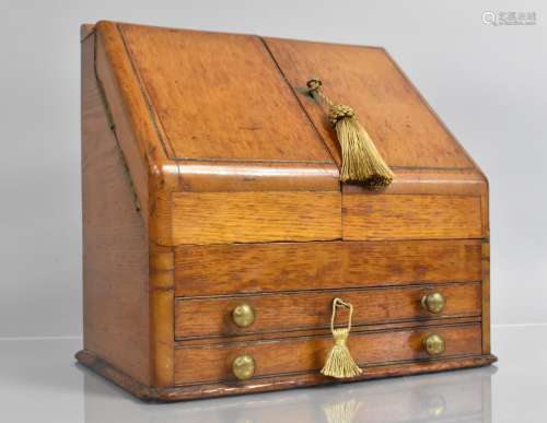 A Late Victorian/Edwardian Oak Desktop Fitted Stationery Box...