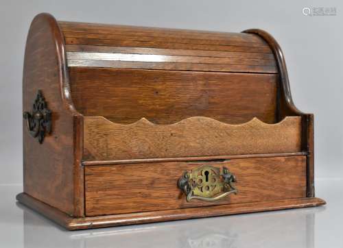 An Early 20th Century Oak Tambour Domed Top Stationery Box w...