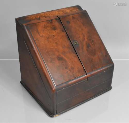 A Late Victorian Burr Walnut Desk Top Stationery Box with Sl...