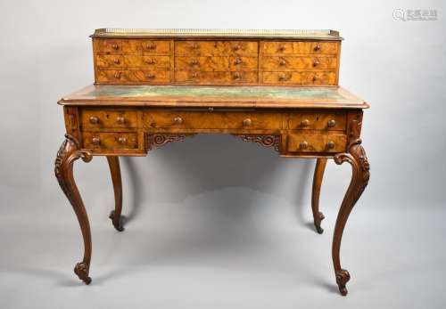 A Nice Quality Victorian Burr Walnut Writing Desk having Cen...