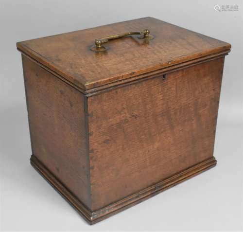An 18th Century George III Oak Deed Box with Original Gilt B...