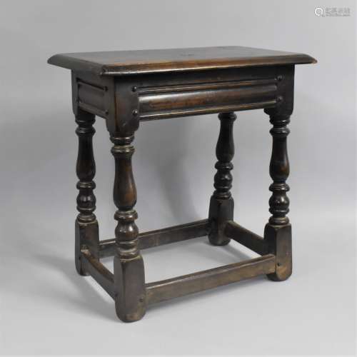 A 19th Century Oak Joint Stool with a Moulded Single Plank T...