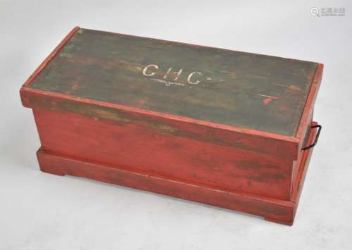 A Late 19th Century Painted Pine Seamans Chest with Original...