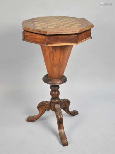 A Late Victorian Inlaid Ladies Work Table of Trumpet Form wi...