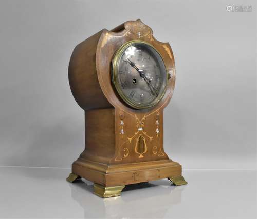 An Early 20th Century Walnut Cased Balloon Clock with Inlaid...