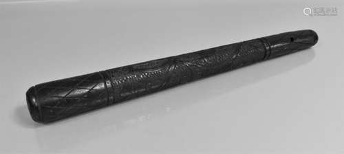 A 19th Century Irish Bog Oak Shillelagh Cosh having Carved S...