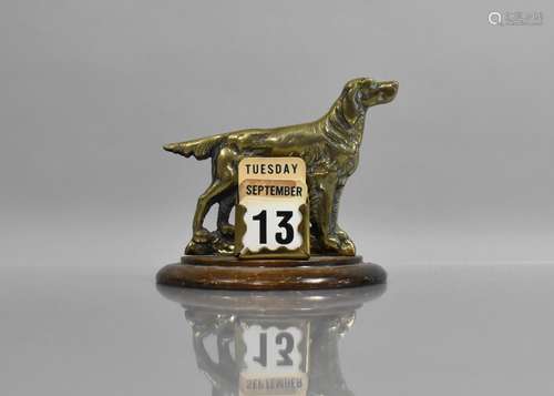 A Novelty Brass Desk Top Calendar in the Form of Spaniel, De...