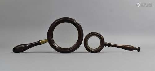 A 19th Century Mahogany Library Magnifying Glass with Turned...