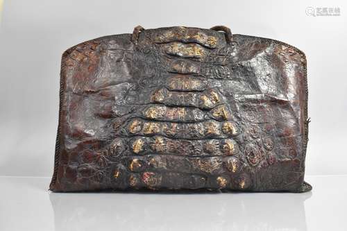 A Large Vintage Crocodile Skin Bag, 54cms Wide