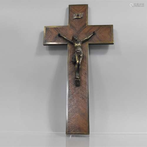 A 19th Century Rosewood and Brass Crucifix, 19cn wide x 35cm...