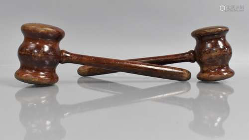 A Pair of 19th Century Turned Wood Auctioneers Gavels, 21cm ...