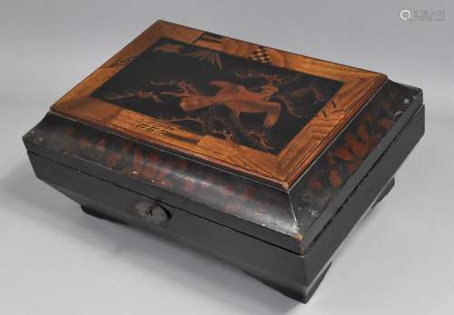 An Early 20th Century Japanese Lacquered and Inlaid Work Box...