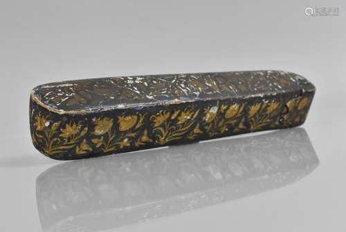 A Kashmiri Papier Mache Penbox, 27cms Long, Worn Condition t...