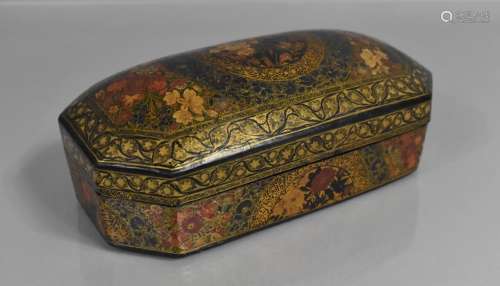 A Kashmiri Papier Mache Box and Cover of Canted Rectangular ...