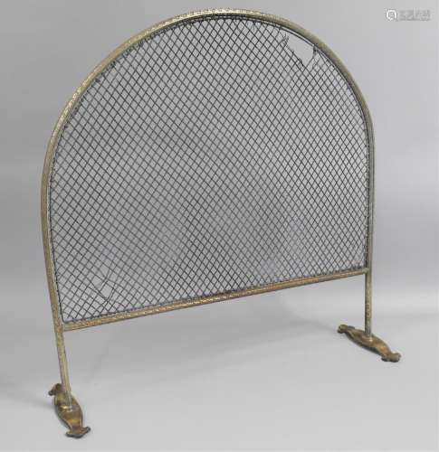 A 19th Century Brass Spark Guard, 63cm wide and 64cm High