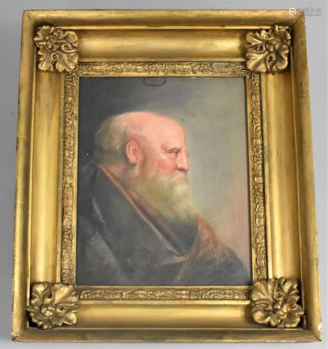 A Gilt Framed Portrait of Bearded Gent in Robe, 20x26cms