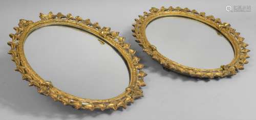 A Pair of Late 19th Century Gilt Framed Oval Mirrors, 39x33c...