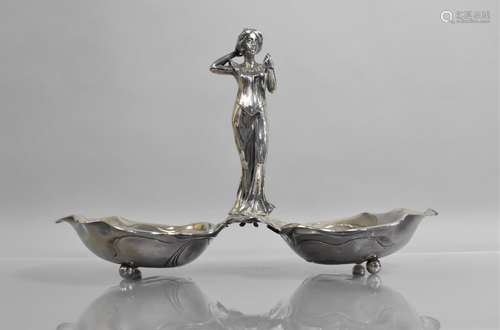 A WMF Style Art Nouveau Silver Plated Figural Mounted Double...