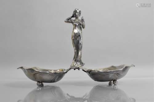 A WMF Style Art Nouveau Silver Plated Figural Mounted Double...