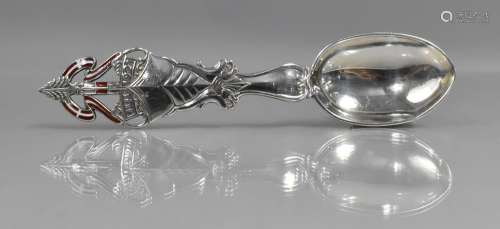 A Danish Silver Spoon with Pierced and Enamelled Red and Whi...