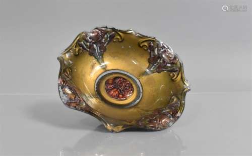An Art Nouveau Glass Bowl of Shaped Form with Moulded Floral...