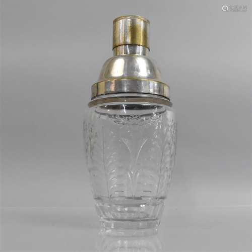 An Art Deco Influenced Heavy Cut Glass Cocktail Shaker with ...