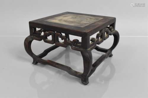A Chinese Hardwood Table Top Vase Stand with Pierced Trim an...