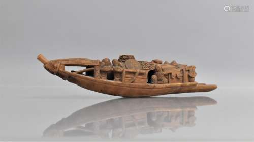 A Chinese Carved Bamboo Model of a Traditional Fishing Boat ...
