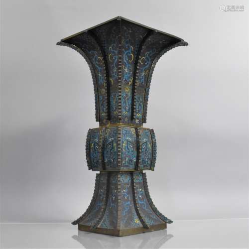 An Impressive Chinese Cloisonne Enameled Gu Shaped Vase, Dec...