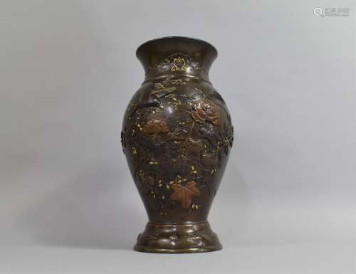 A Fine Japaneses Meiji Period Bronze and Mixed Metal Vase de...