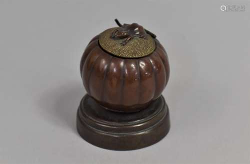 A Japanese Meiji Period Bronze Novelty Desktop Inkwell in th...