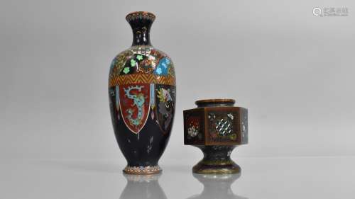 A Japanese Cloisonne Vase of Ovoid Form and Flared Neck toge...
